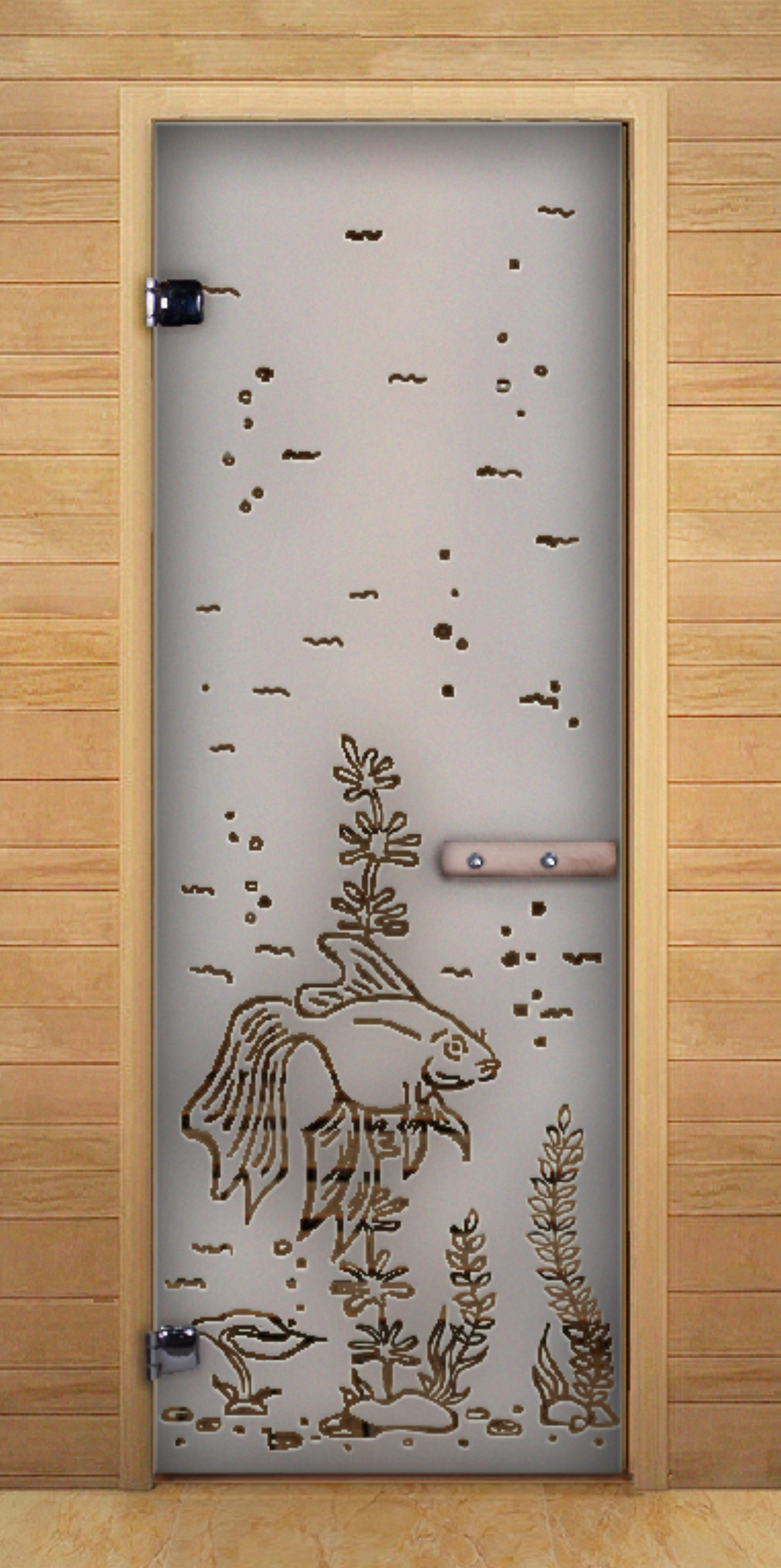 Дверь LK "Золотая рыбка" сатин 190х70 см. стекло 8мм, коробка бук купить за 11 040 руб.