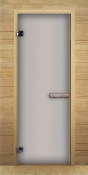 Дверь стеклянная Везувий, Сатин 190х700мм, 6мм, 2 петли, коробка осина купить за 8 540 руб.