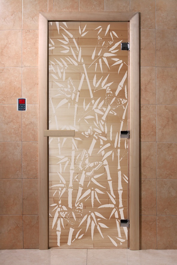 Дверь "Бамбук и бабочки прозрачная" 190х70 см купить за 9 300 руб.