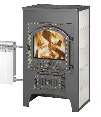 Печь-камин Везувий ПК-01 (205) с плитой и теплообменником, бежевый купить за 54 500 руб.