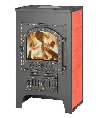 Печь-камин Везувий ПК-01 (205) с плитой красный купить за 52 400 руб.