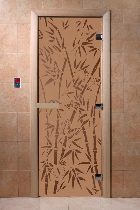 Дверь "Бамбук и бабочки бронза матовая" 190х70 см купить за 12 200 руб.
