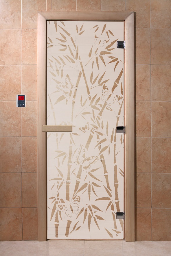 Дверь "Бамбук и бабочки сатин" 190х70 см купить за 12 200 руб.