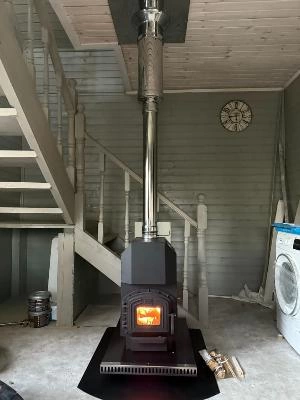 Печь Теплодар ТОП модель 200 ЧД, установка у дачном доме, монтаж дымохода купить за Печь Теплодар ТОП модель 200 ЧД, установка у дачном доме, монтаж дымохода купить за